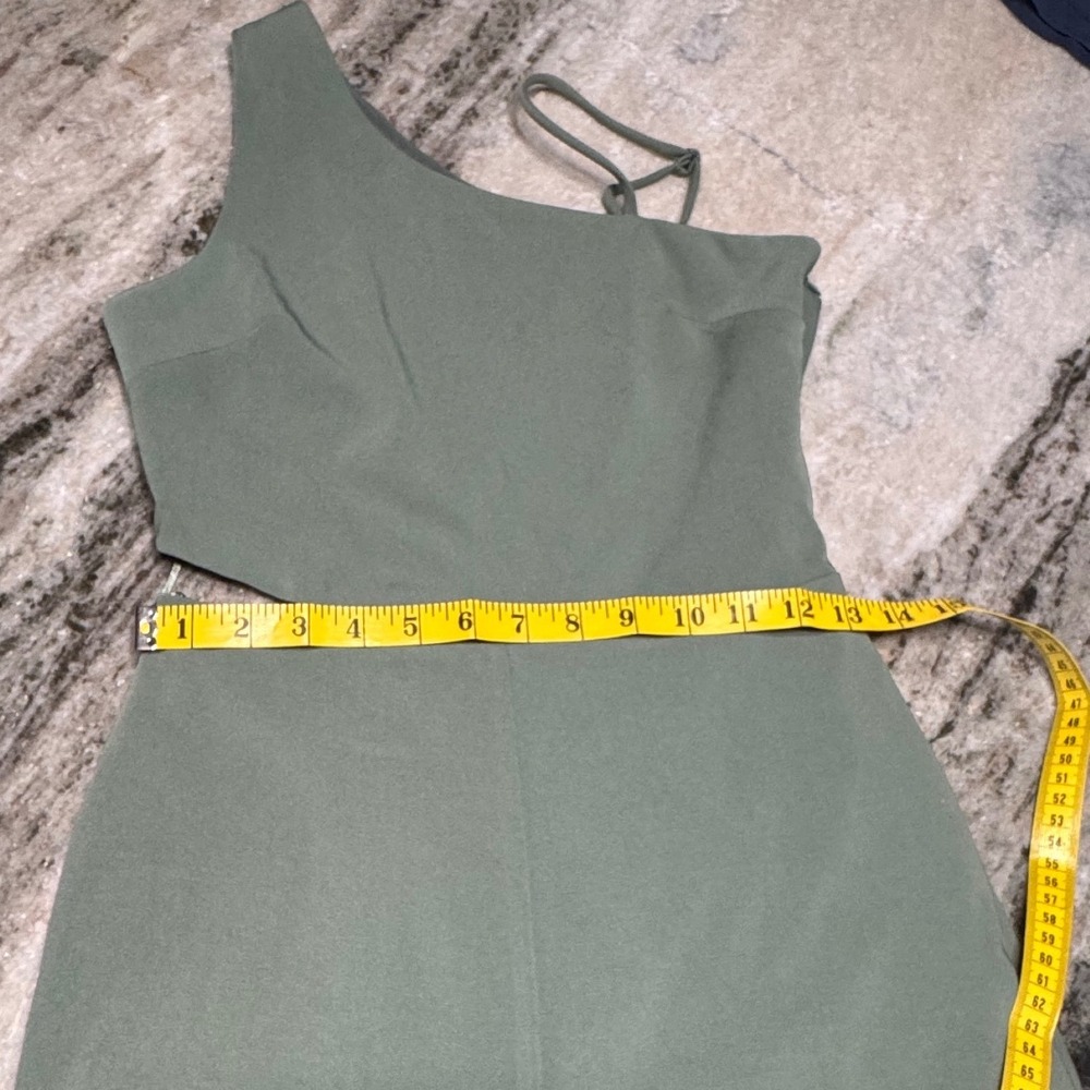 Sage The Label Jumpsuit Womens XS One Shoulder Cutout Wide Leg Sage Green - Picture 5 of 12